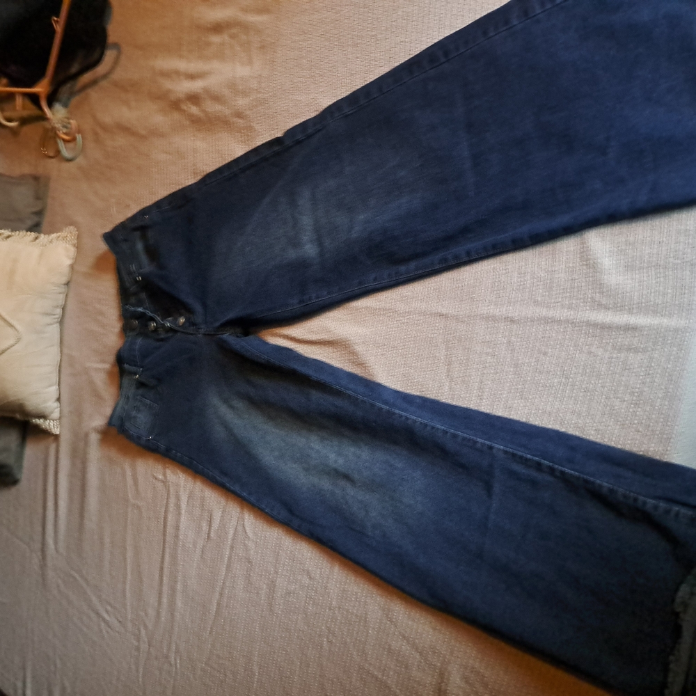 Blue Flare Wide Leg Jeans with Gradient Effect